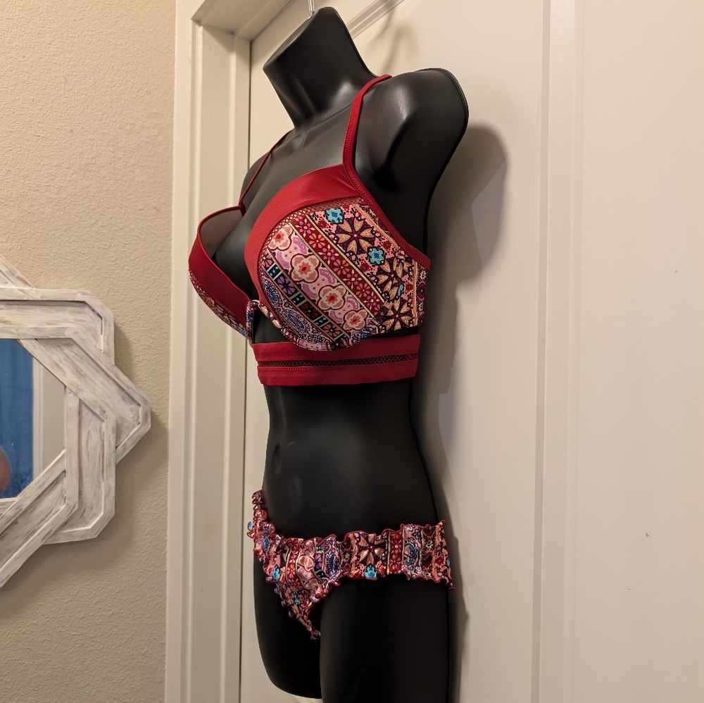 Maroon-Gold-Multicolored Boho Shade & Shore Bikini - Picture 2 of 7